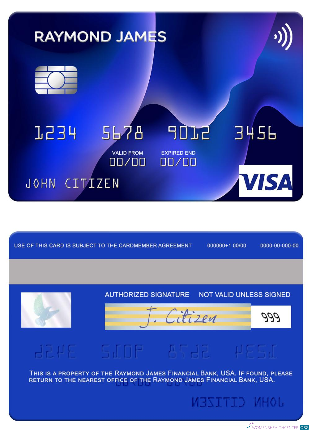 Download USA Raymond James Financial Bank visa card Photoshop template